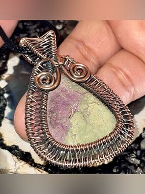 Copper Wire- Wrapped Purpurite Crystal Pendant 2 1/4”